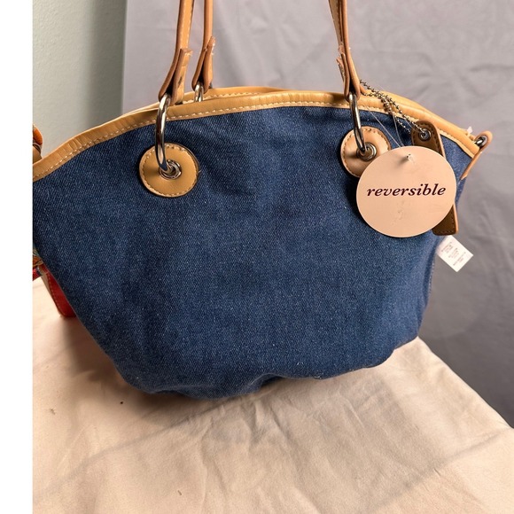 Covington Reversible Canvas Striped Tote Bag Rainbow Multi-Color Striped Beach - Picture 6 of 10